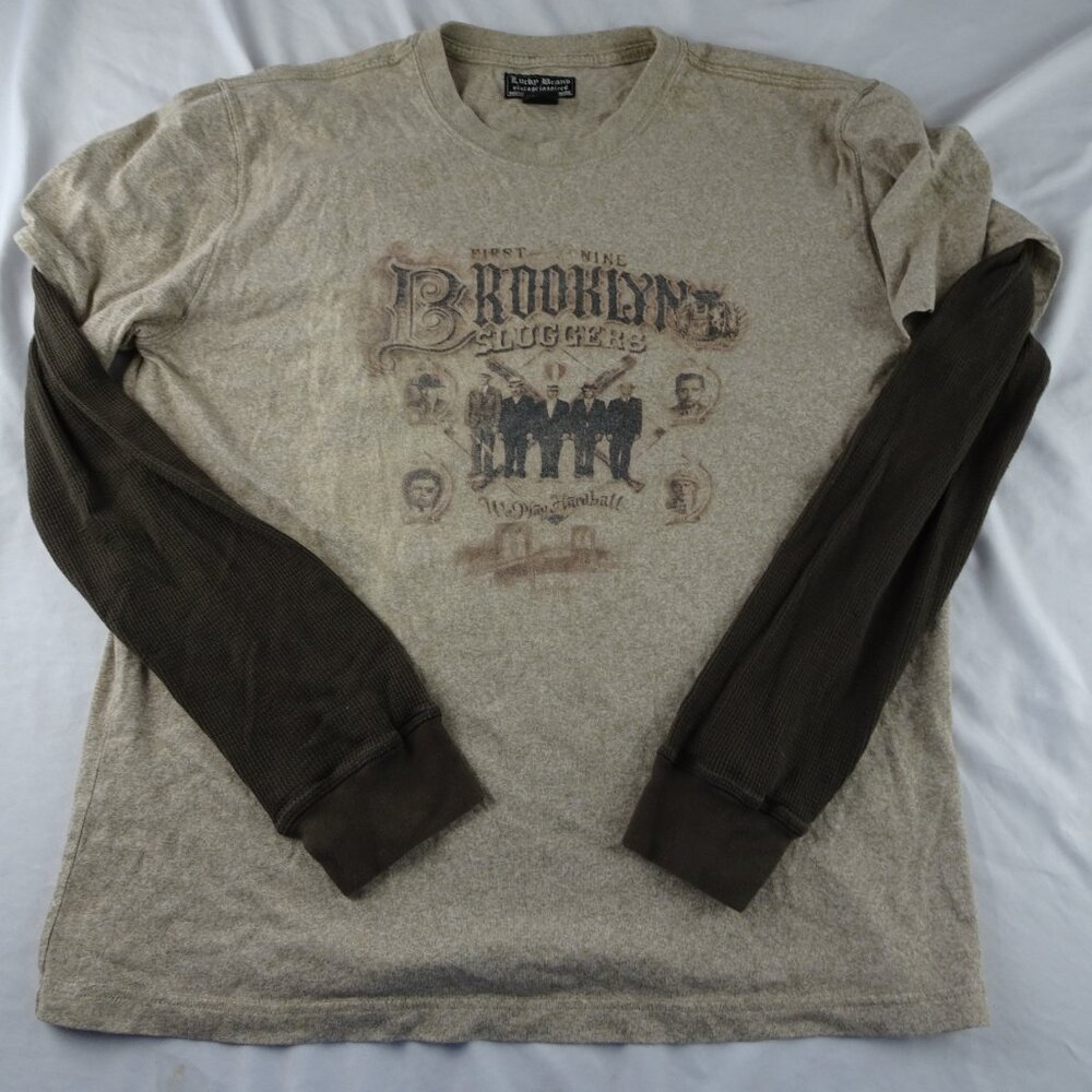 Lucky Brand Vintage Inspired First Nine Brooklyn Sluggers Shirt Size L - Picture 3 of 7